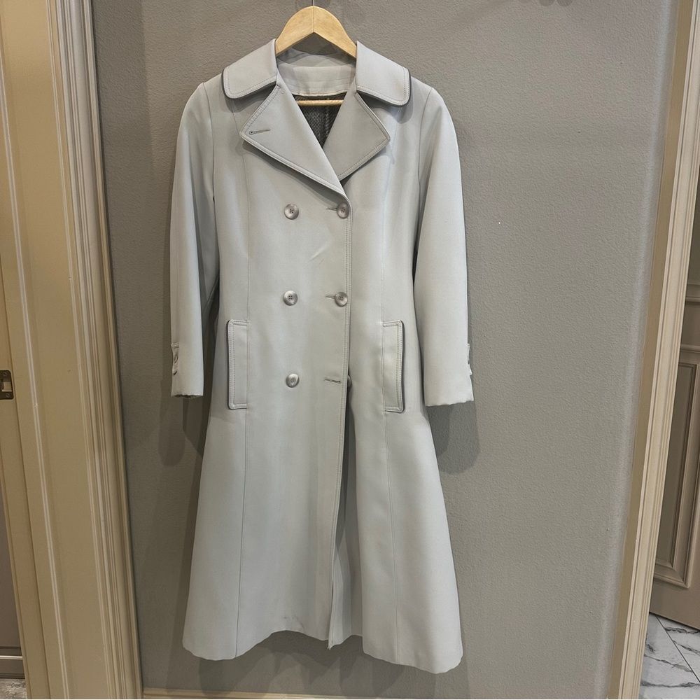 Vintage Forecaster of Boston Trench Coat Size 6 Light Gray Water Resistant Midi - Picture 2 of 8